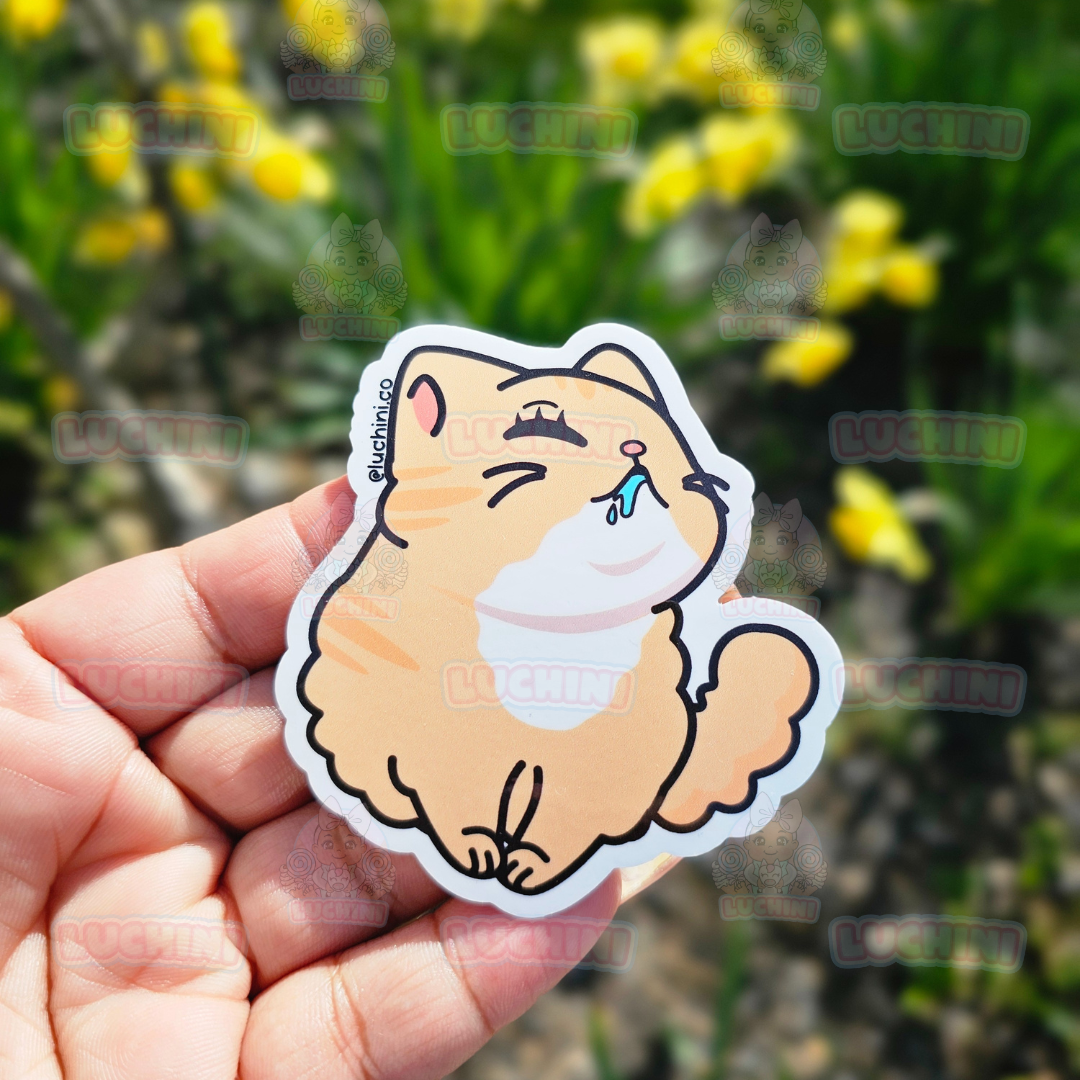 Cute Silly Cat Premium Waterproof Vinyl Diecut Stickers