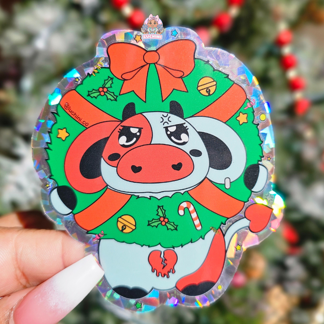 Glitter Christmas Cows Sticker Pack