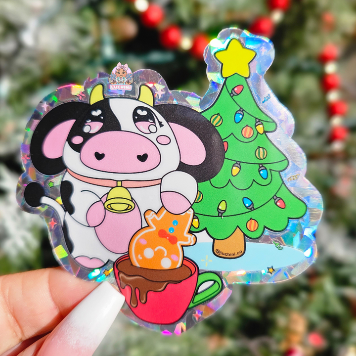 Glitter Christmas Cows Sticker Pack