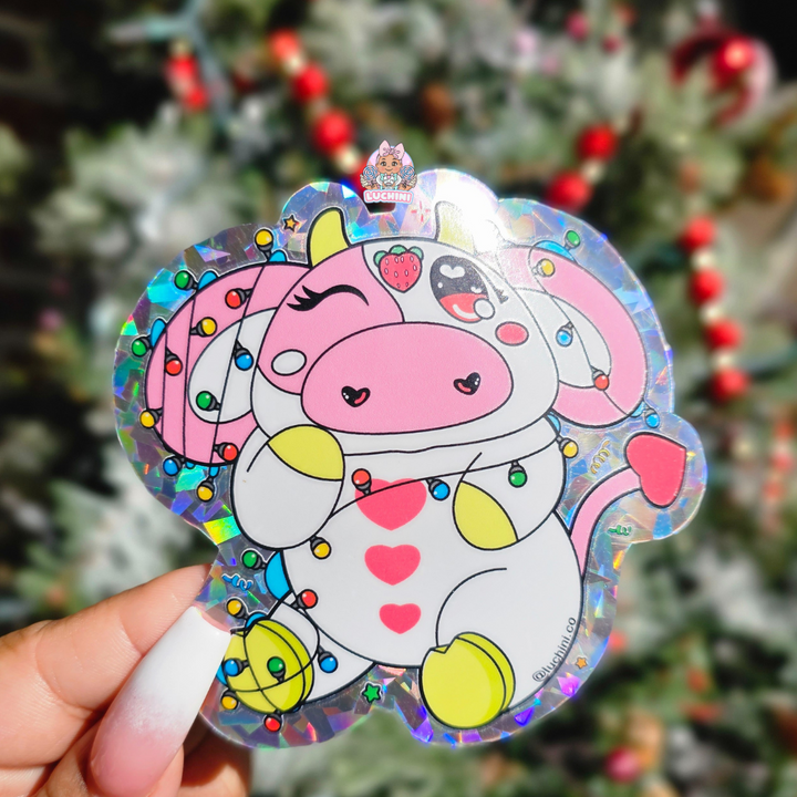 Glitter Christmas Cows Sticker Pack