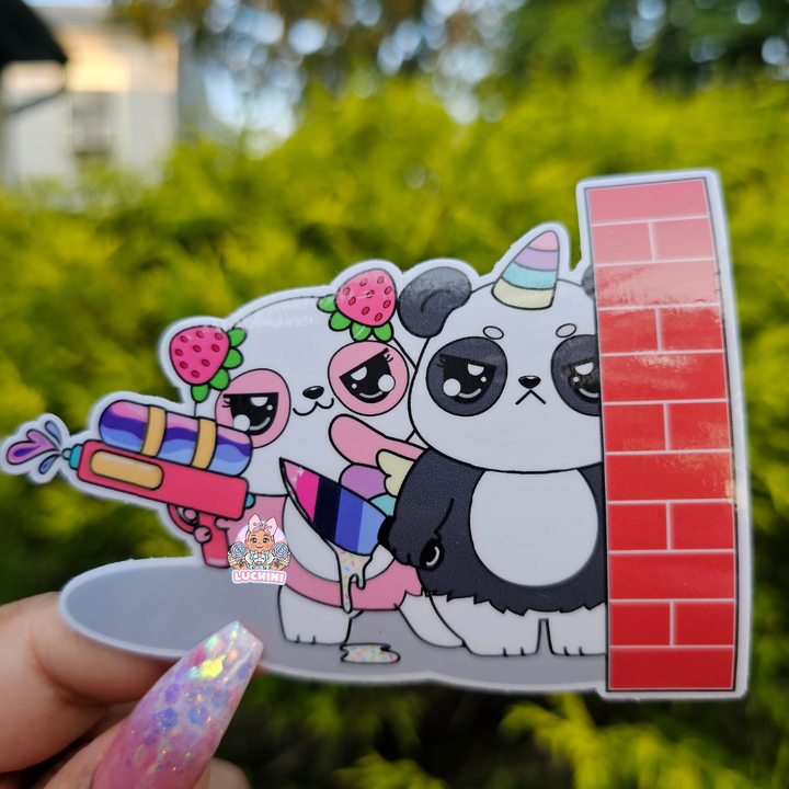 Stabby Cute Warrior LGBTQ Panda Stickers