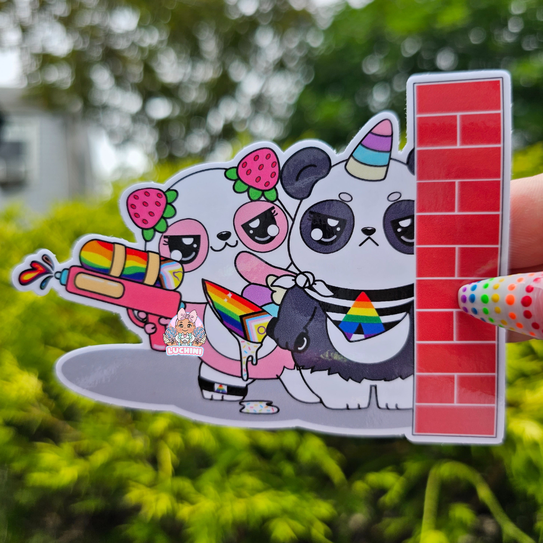 Stabby Cute Warrior LGBTQ Panda Stickers