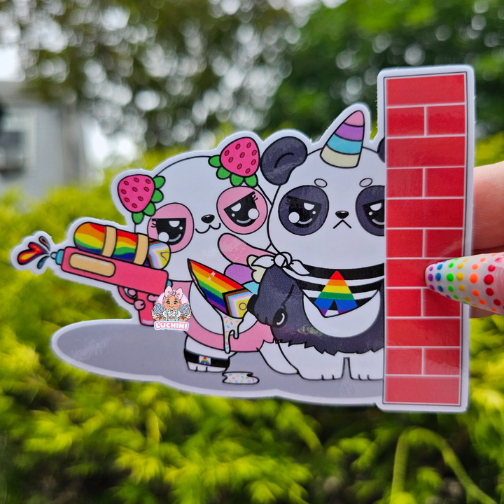 Stabby Cute Warrior LGBTQ Panda Stickers