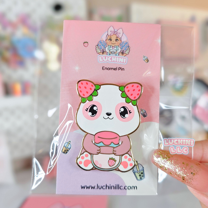 Strawberry Panda Enamel Pin