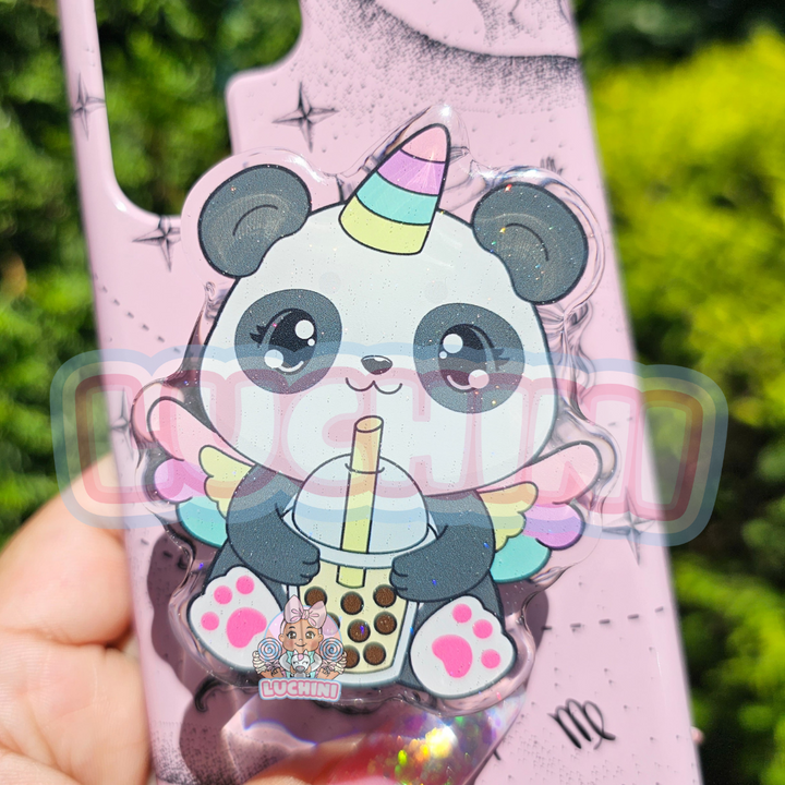 Agarre para teléfono con diseño de panda y unicornio