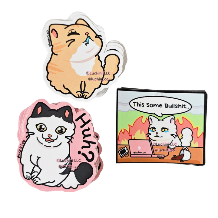 Cute Silly Cat Premium Waterproof Vinyl Diecut Stickers