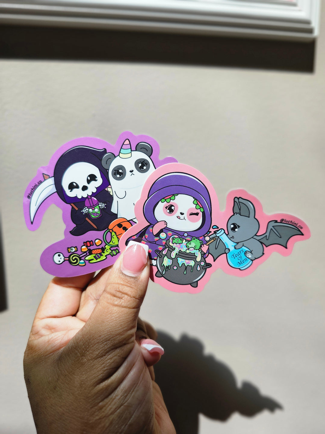 Pegatinas espeluznantes y lindas de pandas de Halloween