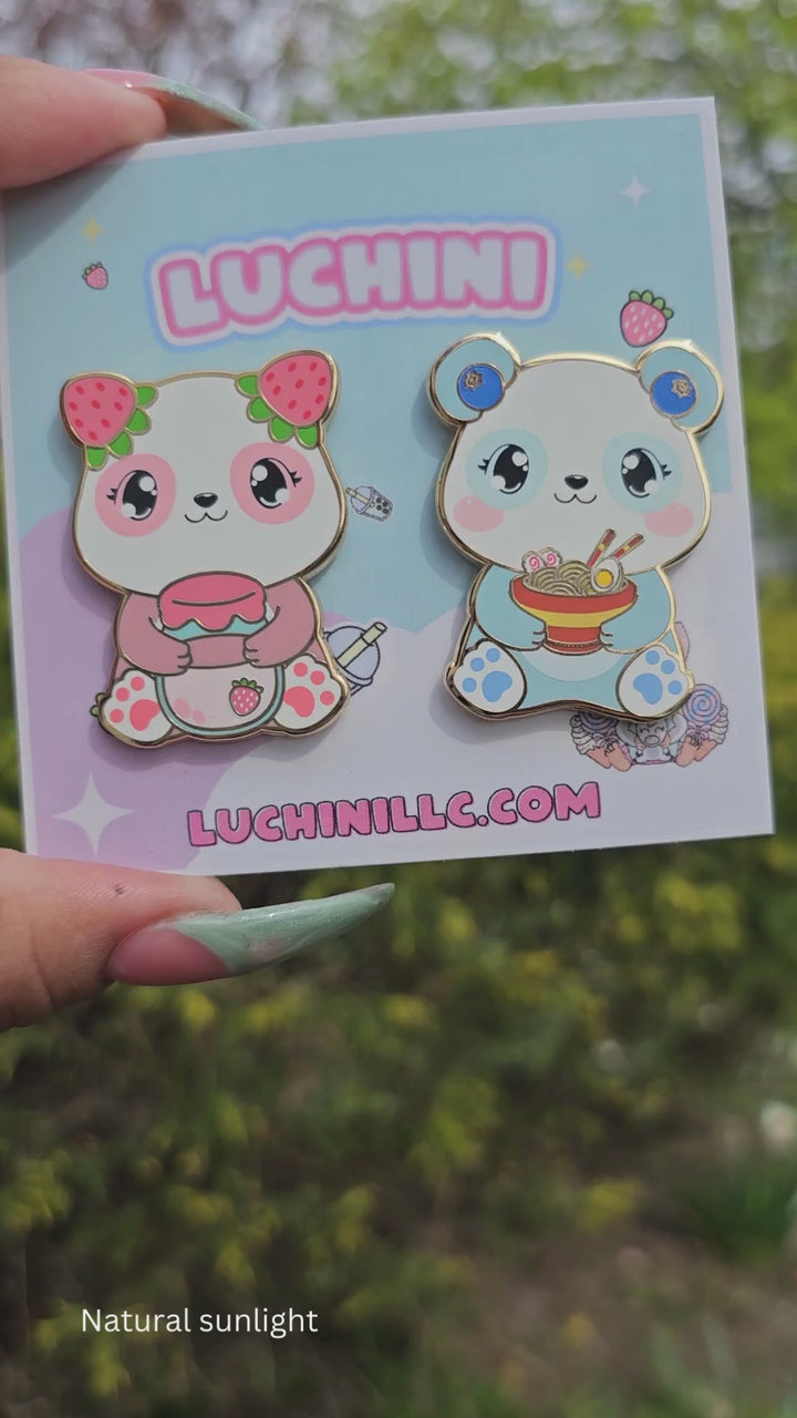 Strawberry Panda Enamel Pin